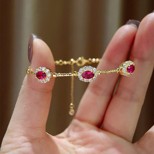 Women's S925 Silver Ruby Ribbon Elastic Bracelet - Elegant & Stylish Rubile Design - Image 2