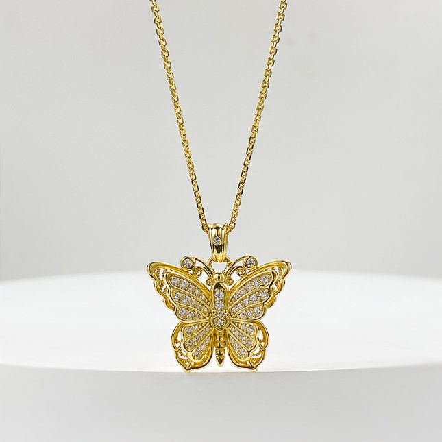 Women's S925 Silver Gold-Plated Ancient Butterfly Language Wish Pendant Necklace - Image 5