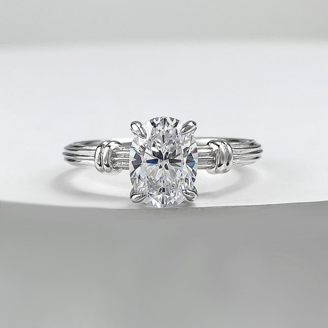 Women's S925 Silver Gold-Plated Oval 6x8mm Diamond Solitaire Ring - Image 6