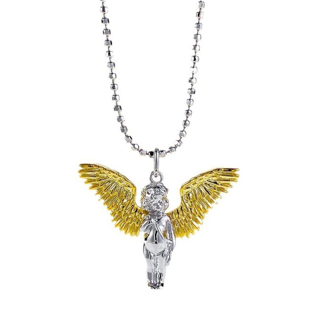 Women's S925 Silver Angel Wings Guardian Pendant Necklace - Eros Design