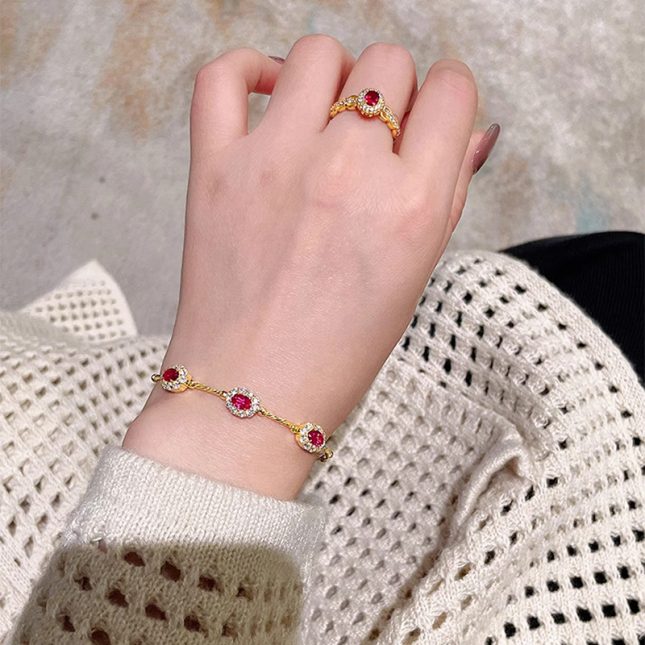 Women's S925 Silver Ruby Ribbon Elastic Bracelet - Elegant & Stylish Rubile Design - Image 4