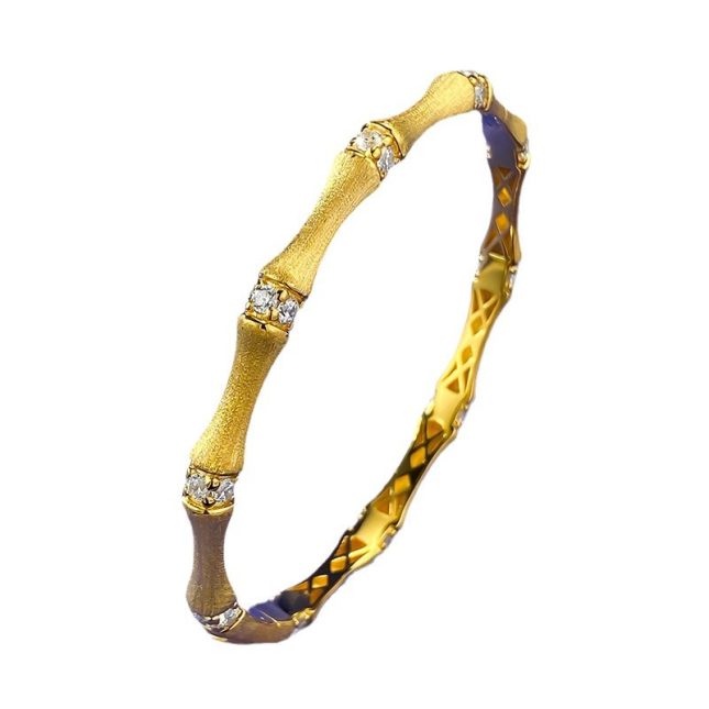 Women's S925 Silver Italian Medieval Hand-Drawn Bamboo Bracelet – Elegant & Unique Design