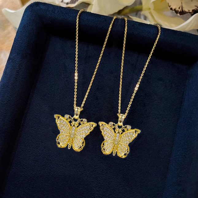 Women's S925 Silver Gold-Plated Ancient Butterfly Language Wish Pendant Necklace - Image 2