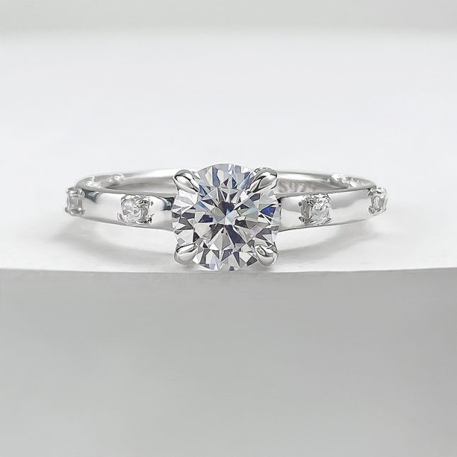 Women's S925 Silver One Carat Round White Diamond Classic Ring - Image 5