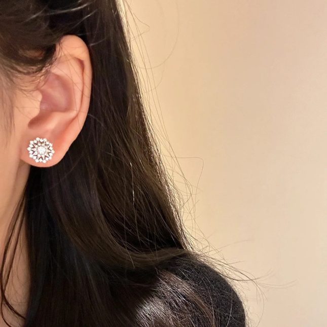 Elegant Women's S925 Silver Snowflake Star Plate Earrings – Stylish & Dazzling - Image 3