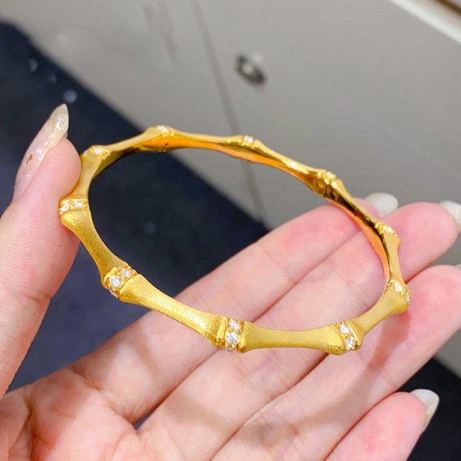 Women's S925 Silver Italian Medieval Hand-Drawn Bamboo Bracelet – Elegant & Unique Design - Image 3