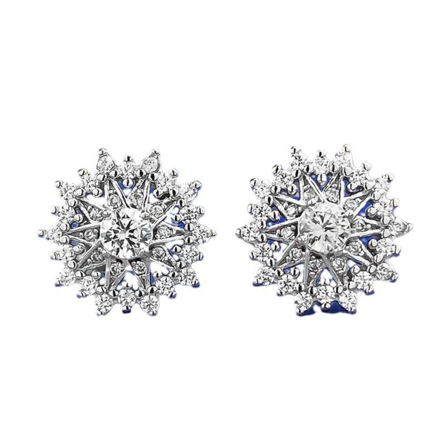 Elegant Women's S925 Silver Snowflake Star Plate Earrings – Stylish & Dazzling