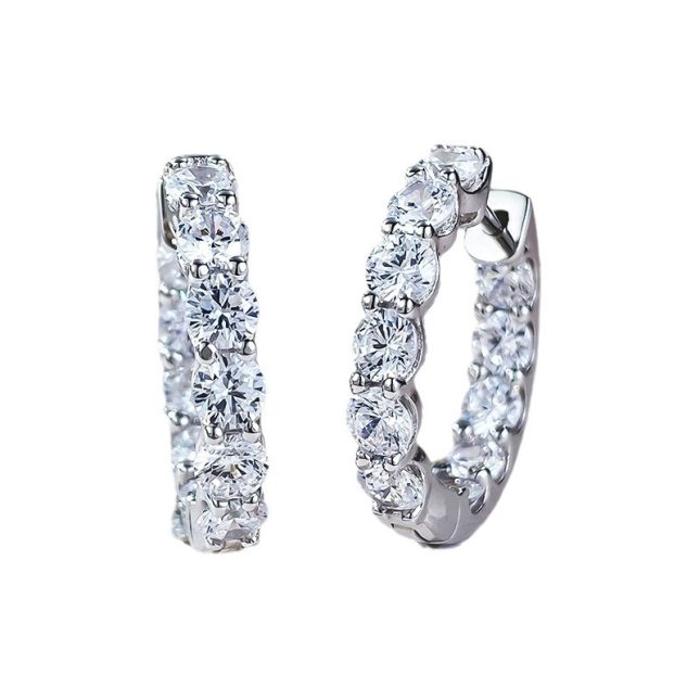 Luxury Women's S925 Silver Full Diamond Inlaid Earrings – Elegant & Sparkling